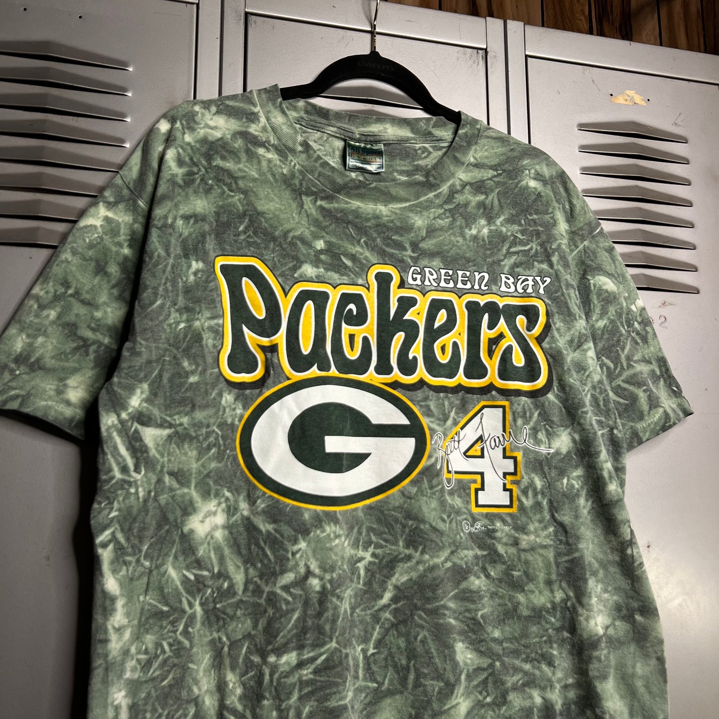 Vintage Early 2000s Y2K Green Bay Packers x Brett Favre Tie Dye Single Stitch All Sport T-Shirt