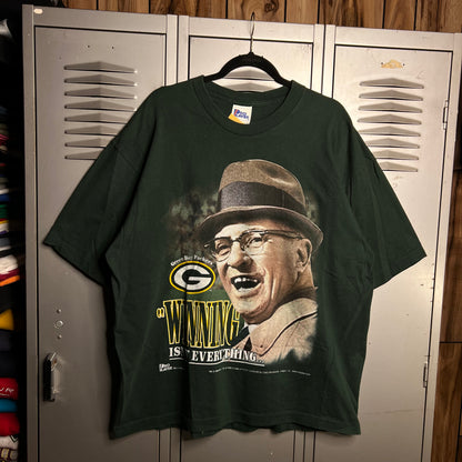 Vintage 1990s Green Bay Packers Vince Lombardi Winning Isn't Everything It's The Only Thing Super Bowl Single Stitch T-Shirt