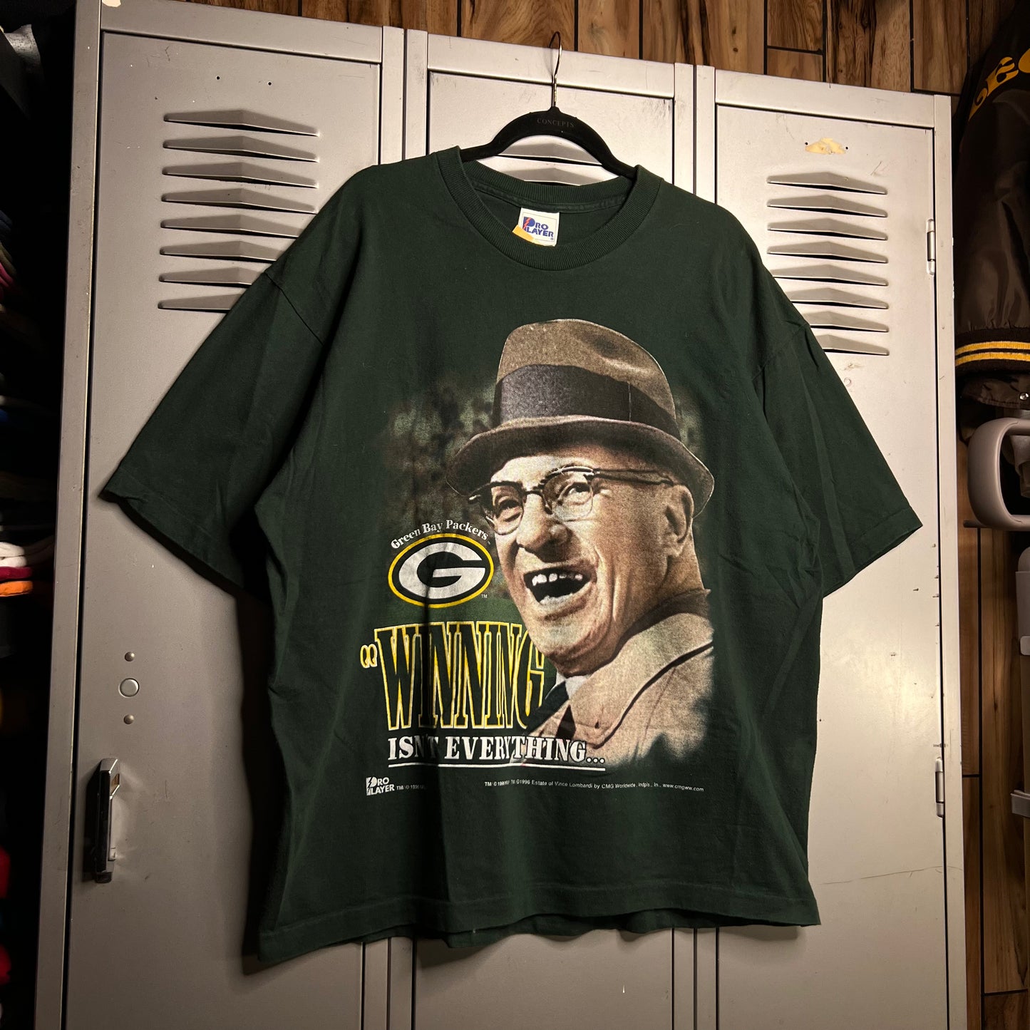 Vintage 1990s Green Bay Packers Vince Lombardi Winning Isn't Everything It's The Only Thing Super Bowl Single Stitch T-Shirt