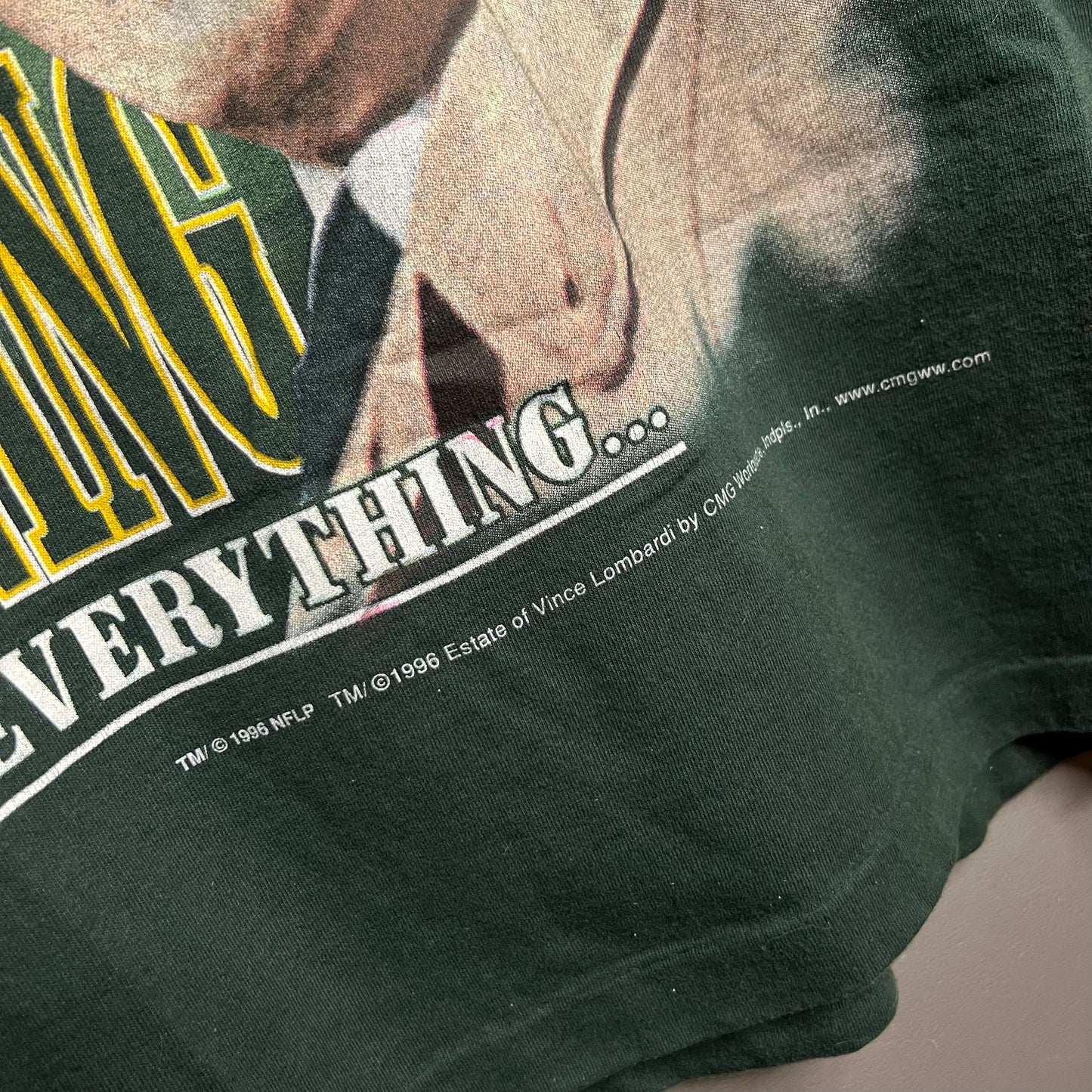 Vintage 1990s Green Bay Packers Vince Lombardi Winning Isn't Everything It's The Only Thing Super Bowl Single Stitch T-Shirt