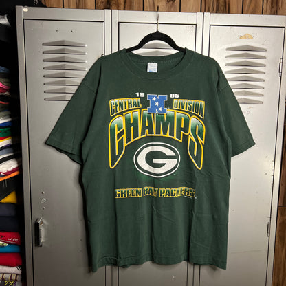 Vintage 1995 Green Bay Packers NFC Central Champions Single Stitch Salem T-Shirt