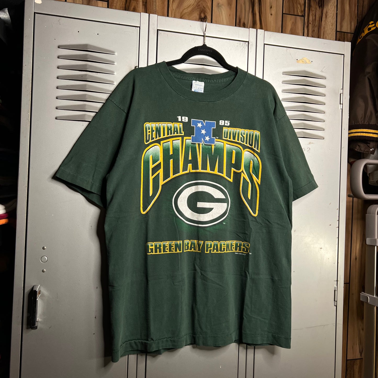 Vintage 1995 Green Bay Packers NFC Central Champions Single Stitch Salem T-Shirt