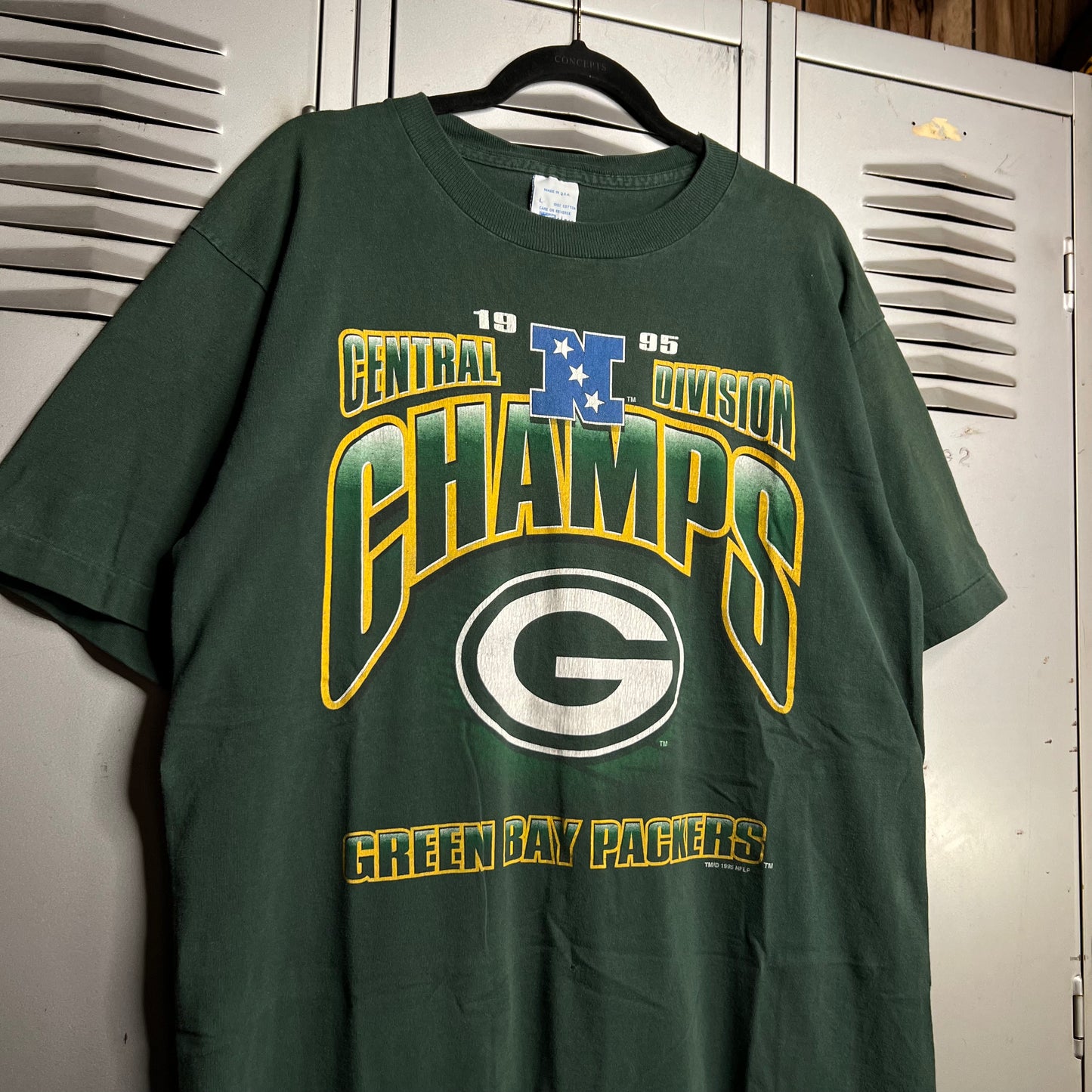 Vintage 1995 Green Bay Packers NFC Central Champions Single Stitch Salem T-Shirt