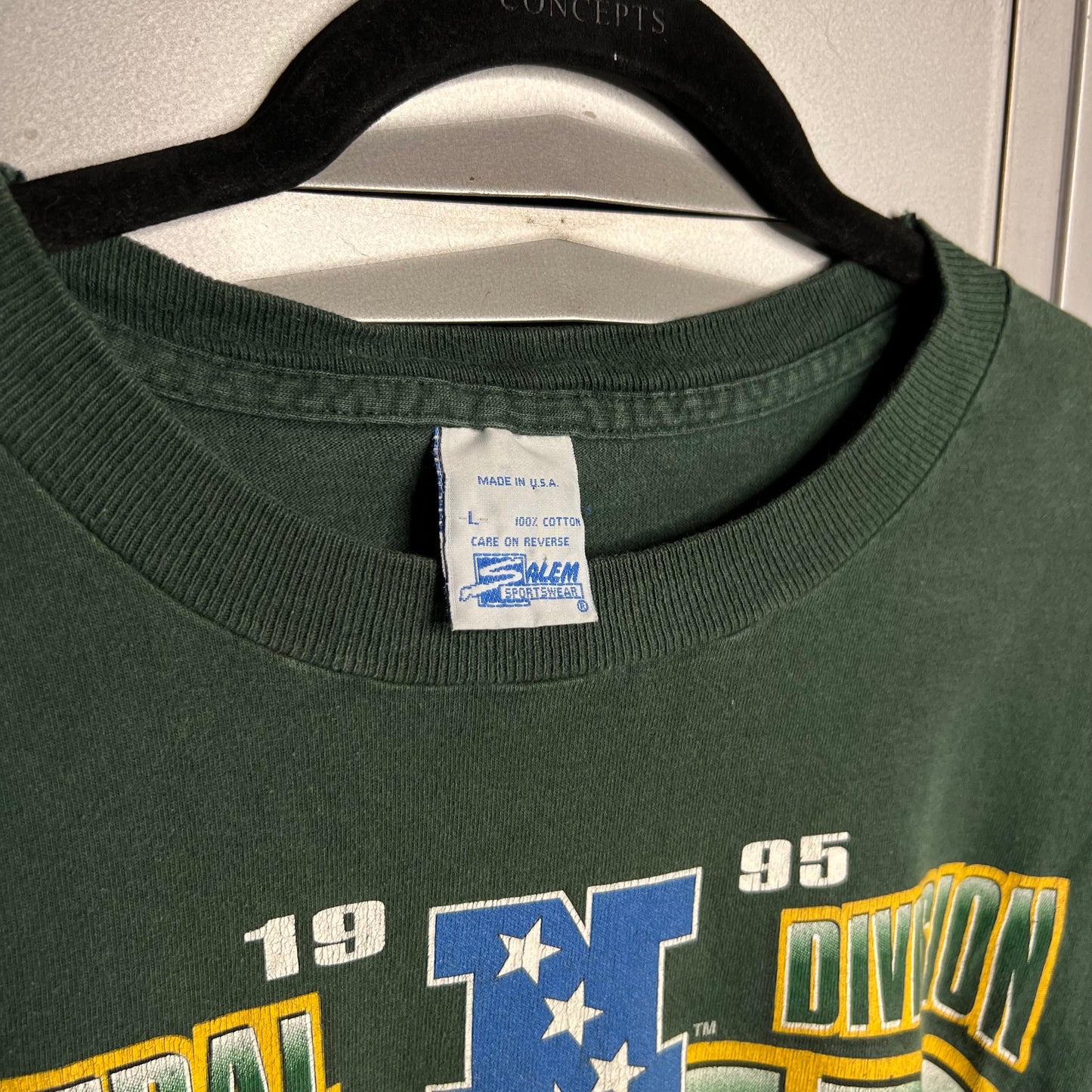 Vintage 1995 Green Bay Packers NFC Central Champions Single Stitch Salem T-Shirt