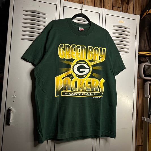 Vintage 1990s Faded Green Bay Packers Fruit of the Loom Single Stitch T-Shirt