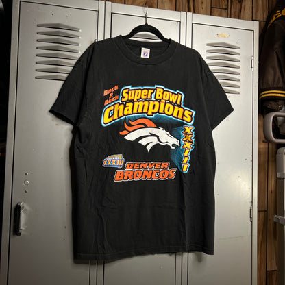 Vintage 1990s Back to Back Super Bowl Champions Denver Broncos Logo 7 T-Shirt