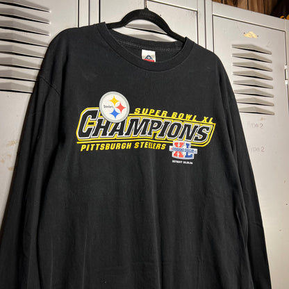 Vintage 2000s Y2K Pittsburgh Steelers Super Bowl Champions AAA Black Long Sleeve
