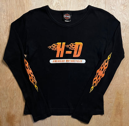 Modern Harley Davidson Motorcycles Flames Long Sleeve Shirt