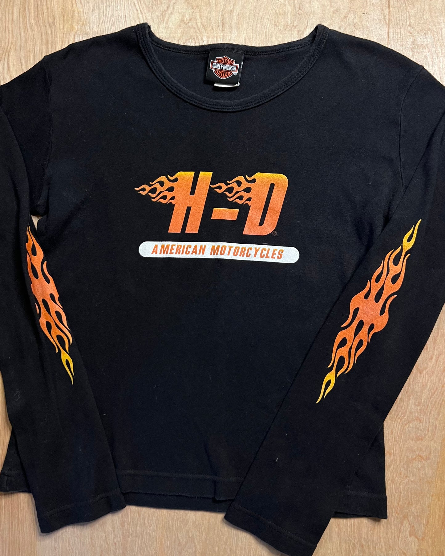 Modern Harley Davidson Motorcycles Flames Long Sleeve Shirt