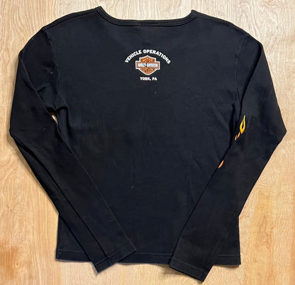 Modern Harley Davidson Motorcycles Flames Long Sleeve Shirt