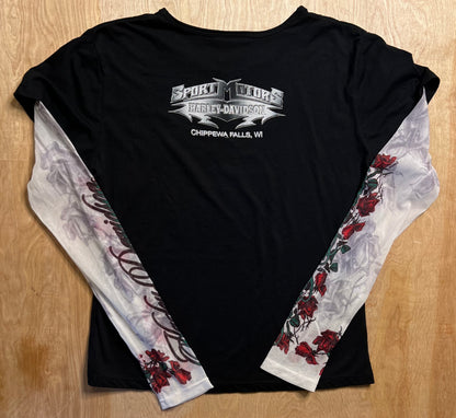 2006 Harley Davidson Rose Sleeves Chippewa Falls, Wisconsin Long Sleeve Shirt