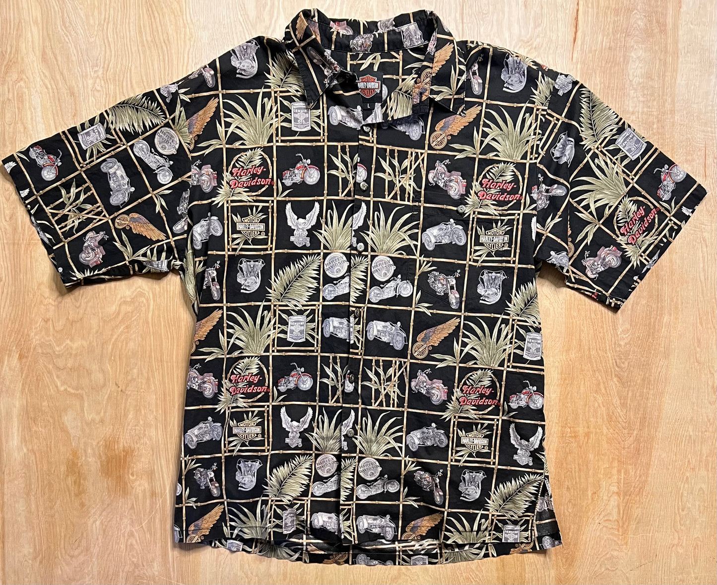 Harley Davidson AOP Hawaiian Style Button Up