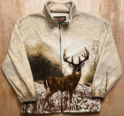 Vintage Whitetail Buck AOP Full Zip Fleece Jacket