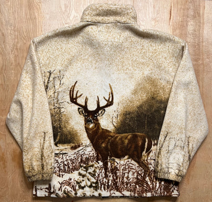 Vintage Whitetail Buck AOP Full Zip Fleece Jacket