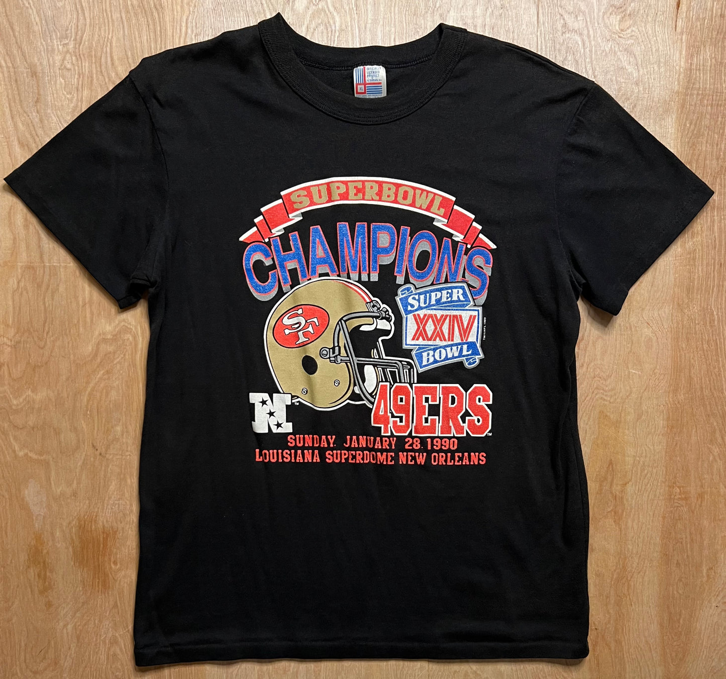 1990 San Fransisco 49ers Super Bowl Champions Single Stitch T-Shirt