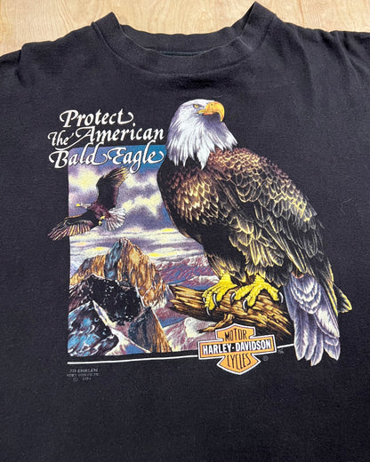 1991 Harley Davidson 3D Emblem "Protect The American Bald Eagle" Single Stitch T-Shirt