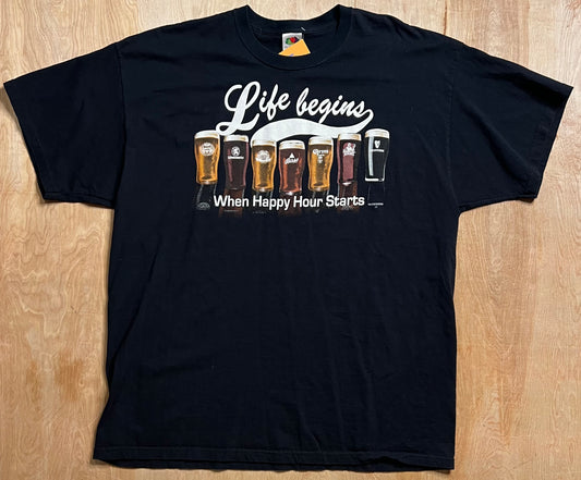 2000's "Life Begins When Happy Hour Starts" T-Shirt