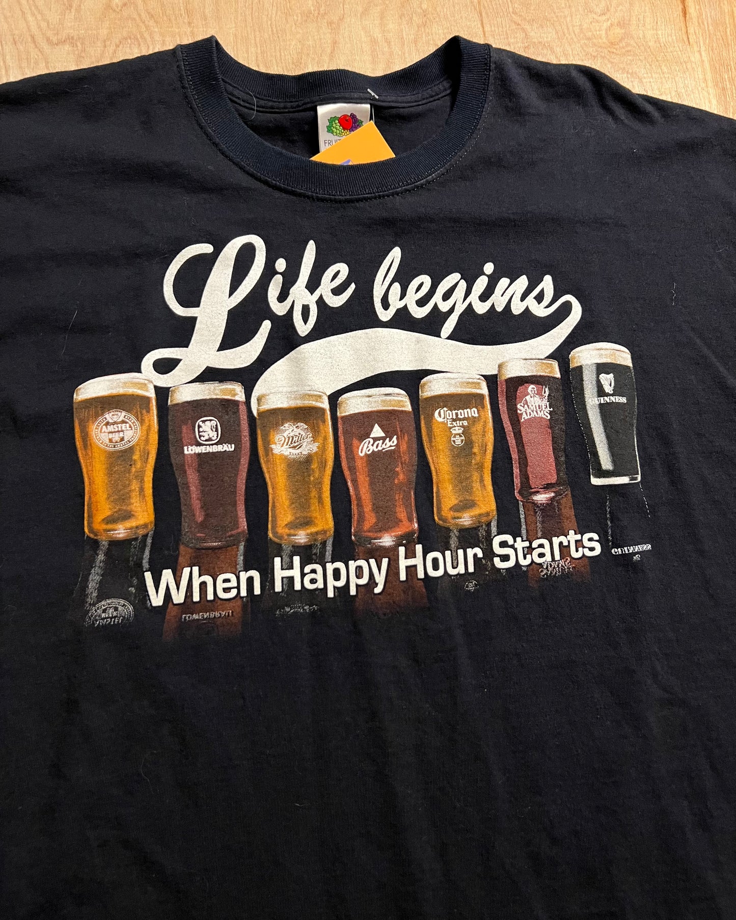 2000's "Life Begins When Happy Hour Starts" T-Shirt