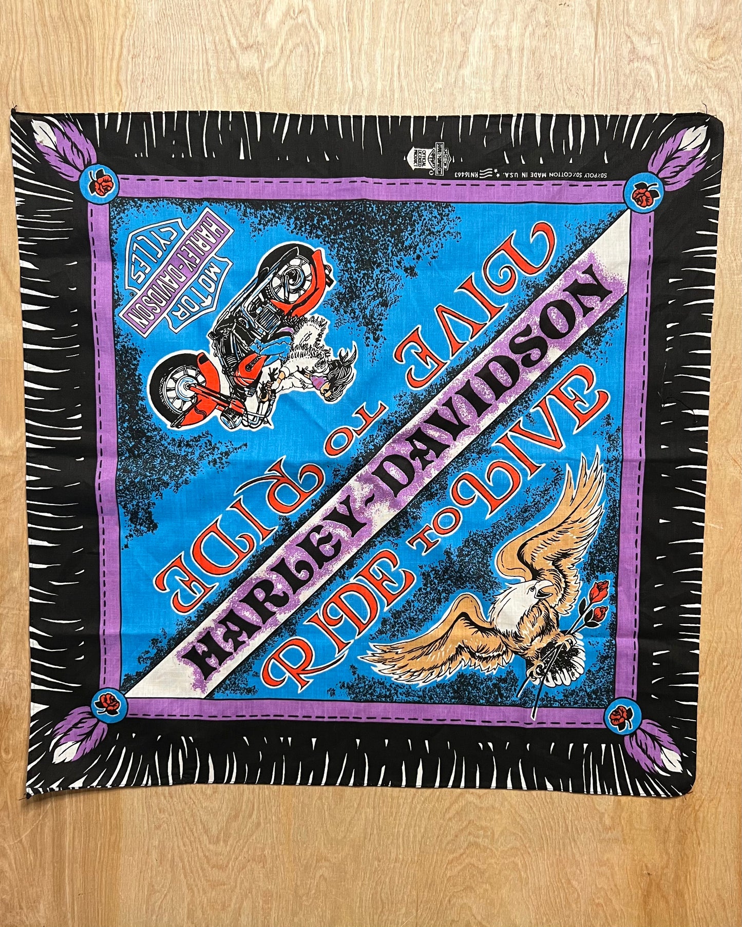 1990's Harley Davidson "Live to Ride, Ride to Live" Bandana