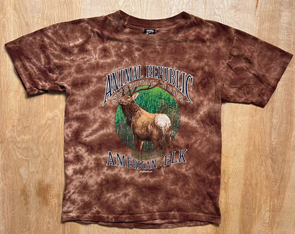 1992 Animal Survival Gear American Elk Tie Dye Single Stitch T-Shirt