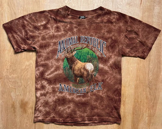 1992 Animal Survival Gear American Elk Tie Dye Single Stitch T-Shirt