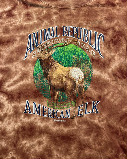 1992 Animal Survival Gear American Elk Tie Dye Single Stitch T-Shirt