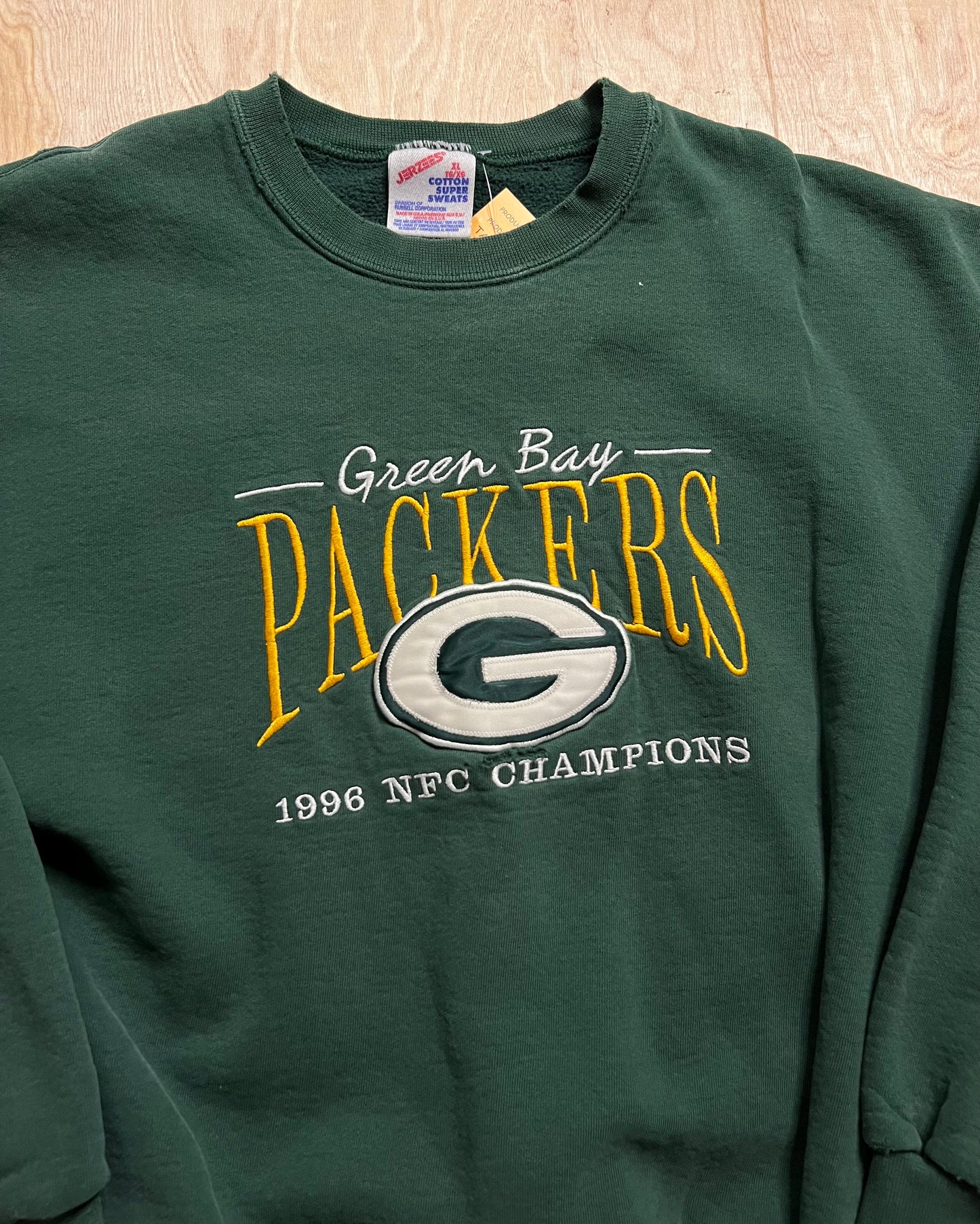 1996 Green Bay Packers NFC Champions Distressed Crewneck