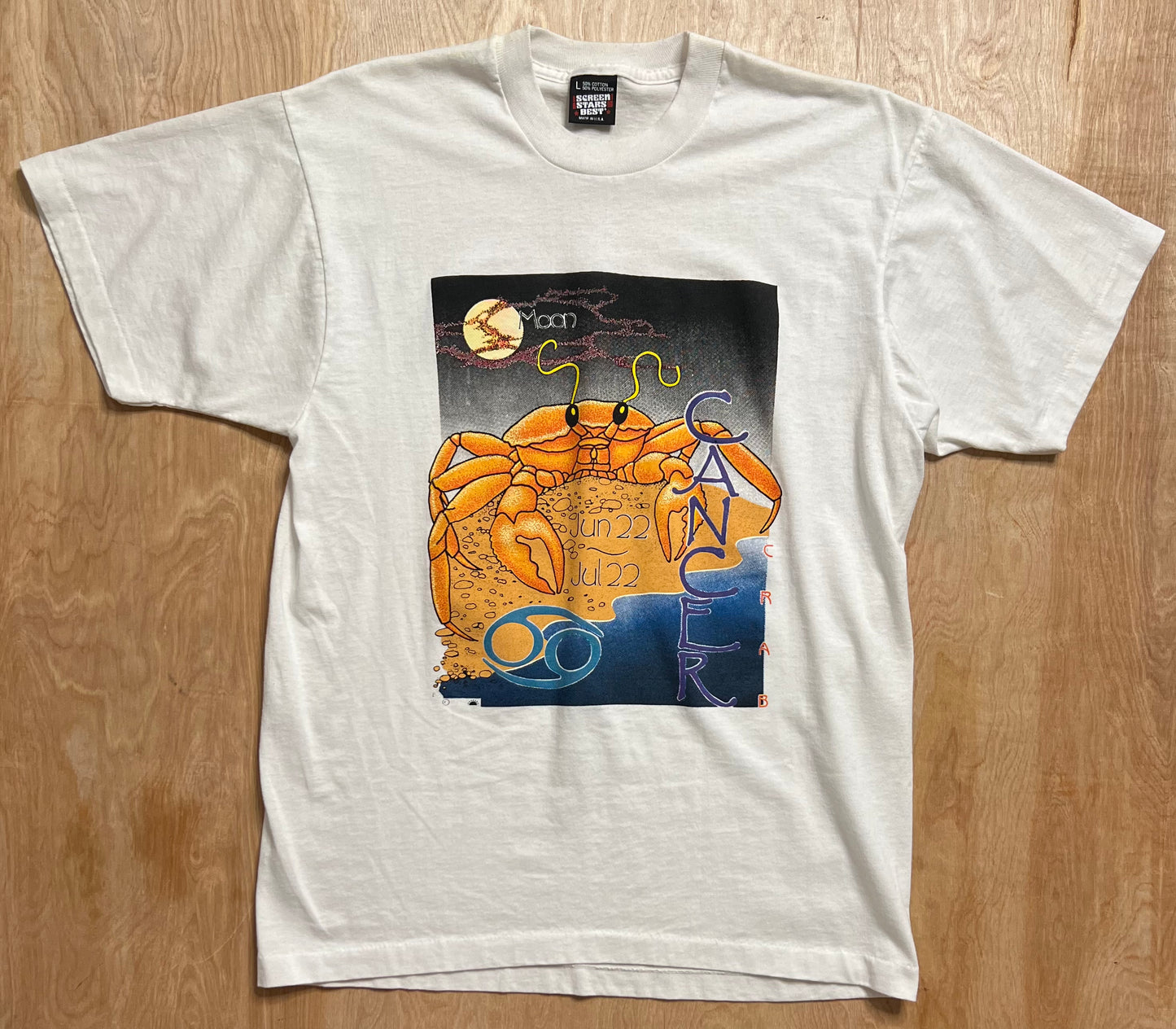 Early 1990's Zodiac Moon Cancer Crab Single Stitch T-Shirt