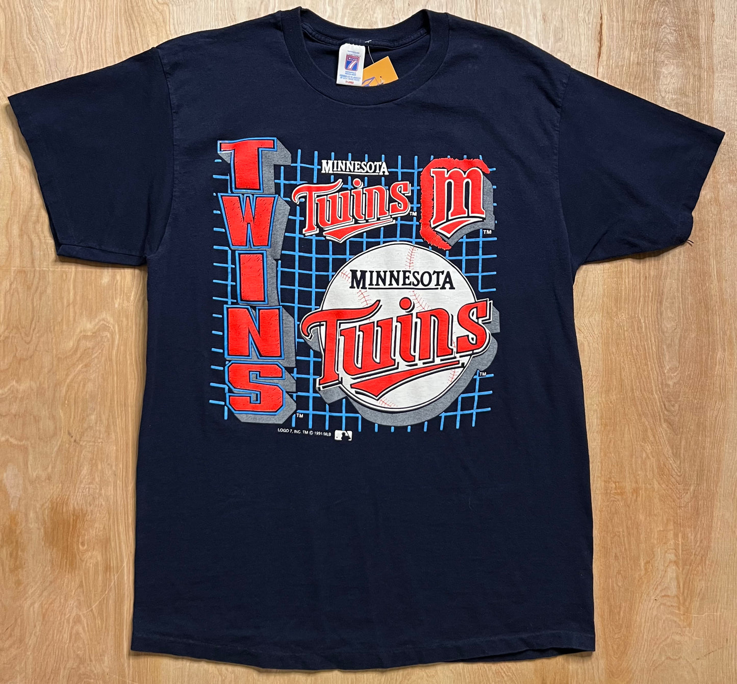 1991 Minnesota Twins Logo 7 Single Stitch T-Shirt