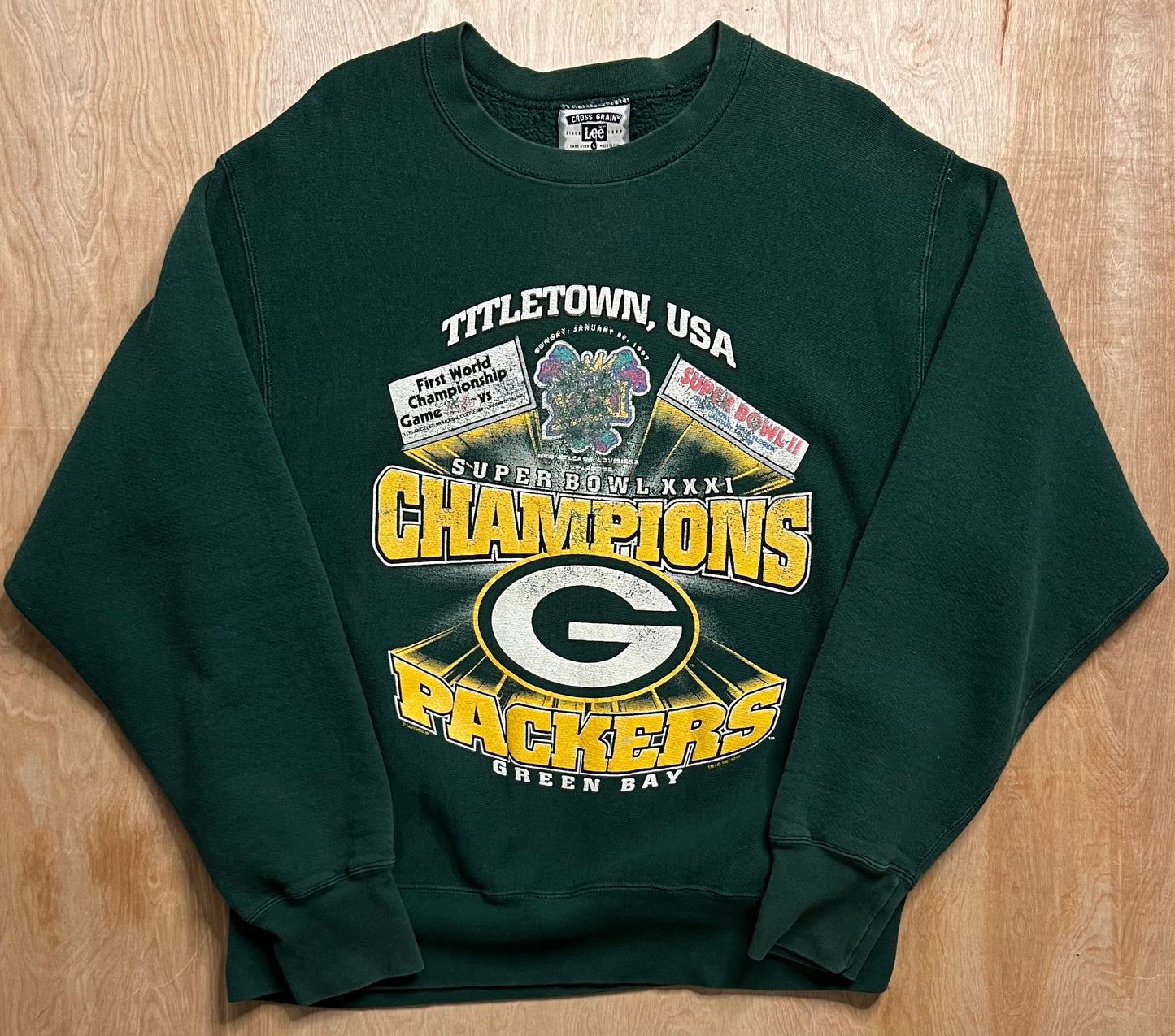 1997 Green Bay Packers Super Bowl Champions Lee Heavyweight Crewneck