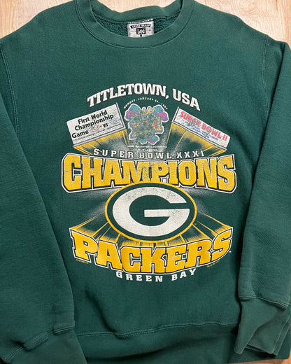 1997 Green Bay Packers Super Bowl Champions Lee Heavyweight Crewneck