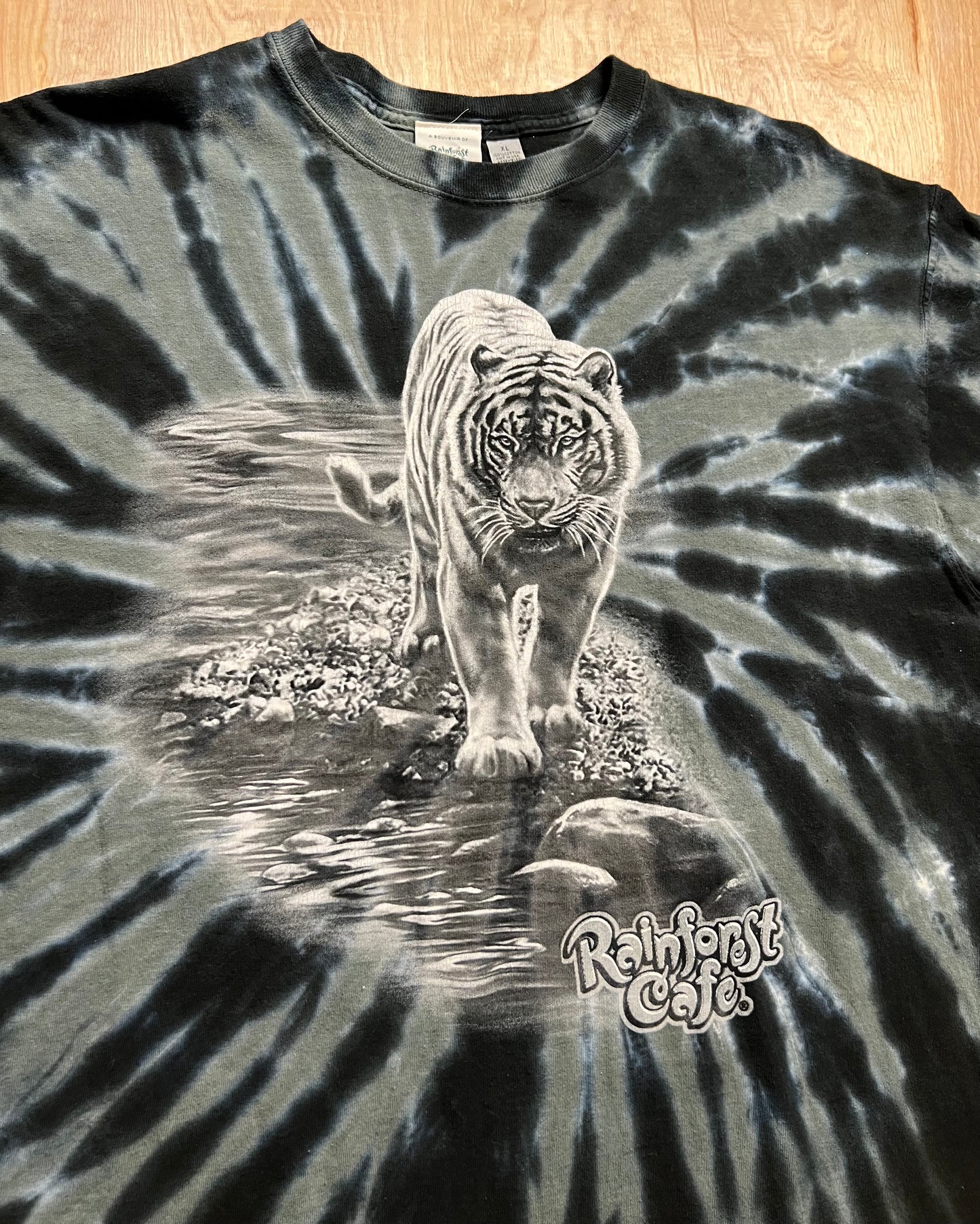 Vintage Rainforest Cafe Tie Dye Bengal Tiger T-Shirt