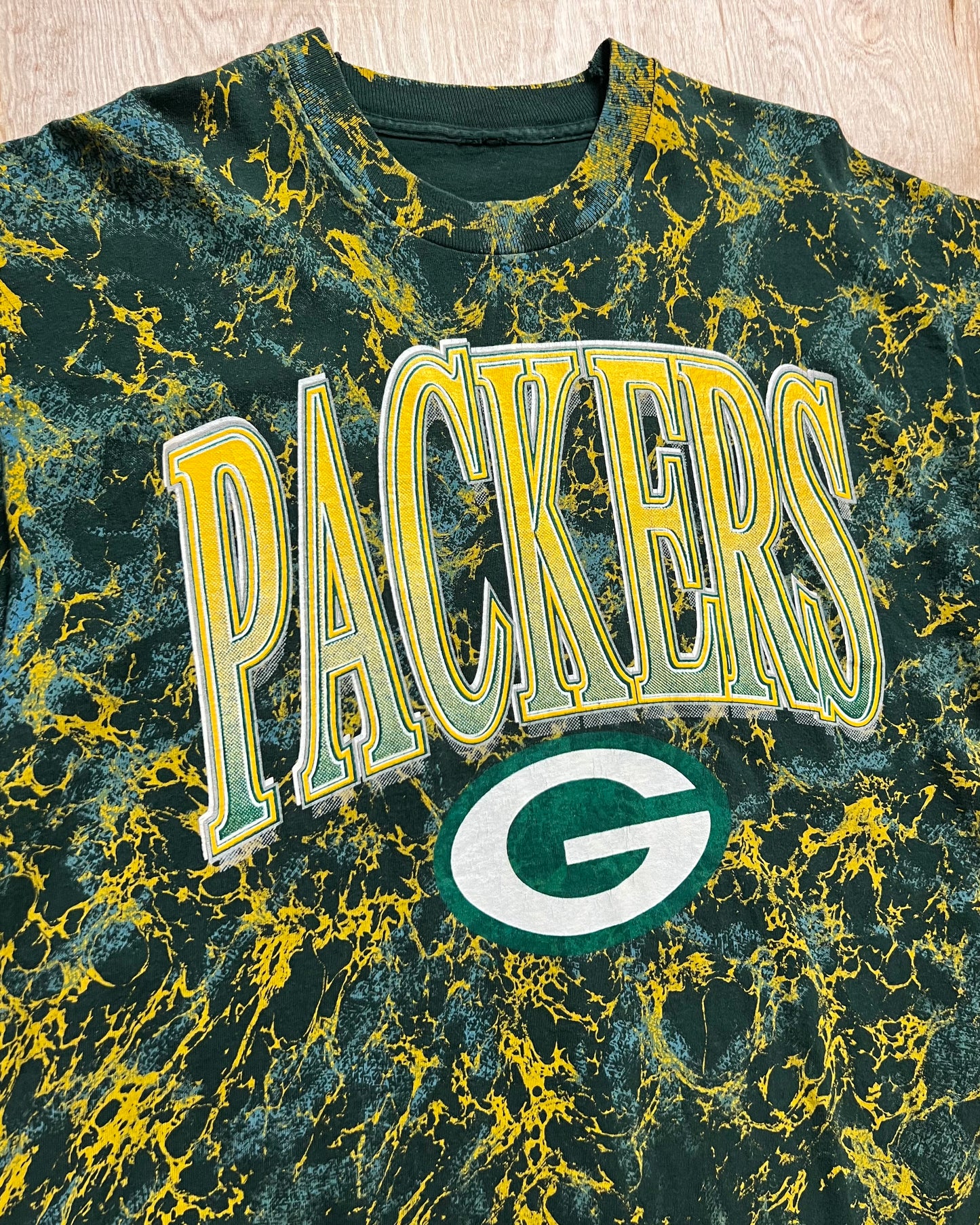 1990's Green Bay Packers Splash Dye Single Stitch T-Shirt