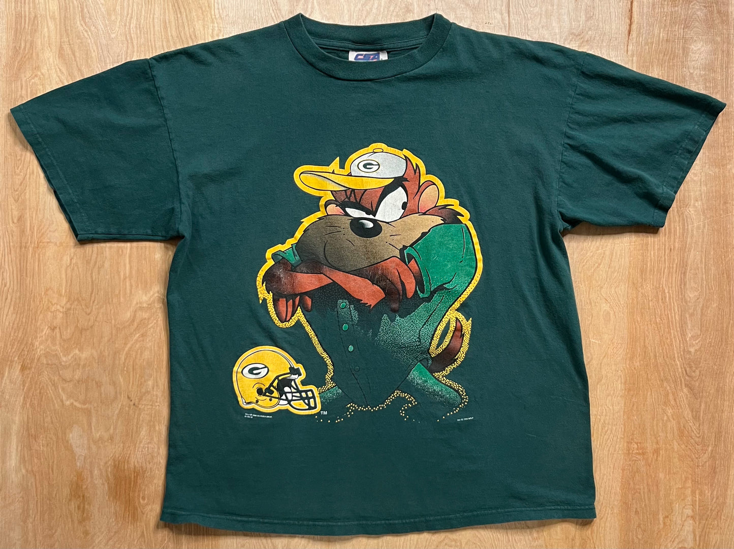 1995 Green Bay Packers Tasmanian Devil Looney Tunes T-Shirt