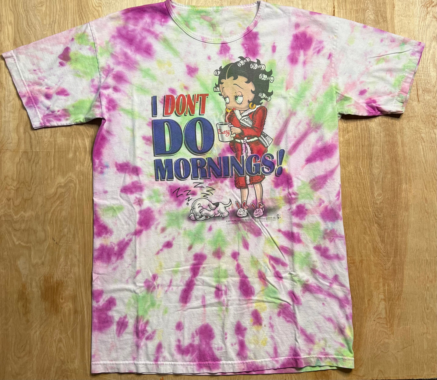 GSB Custom Tie Dye 2002 Betty Boop "I Don't Do Mornings" Sleeper T-Shirt