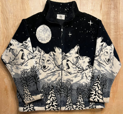 Vintage Wolf Mount Rushmore AOP Fleece Jacket