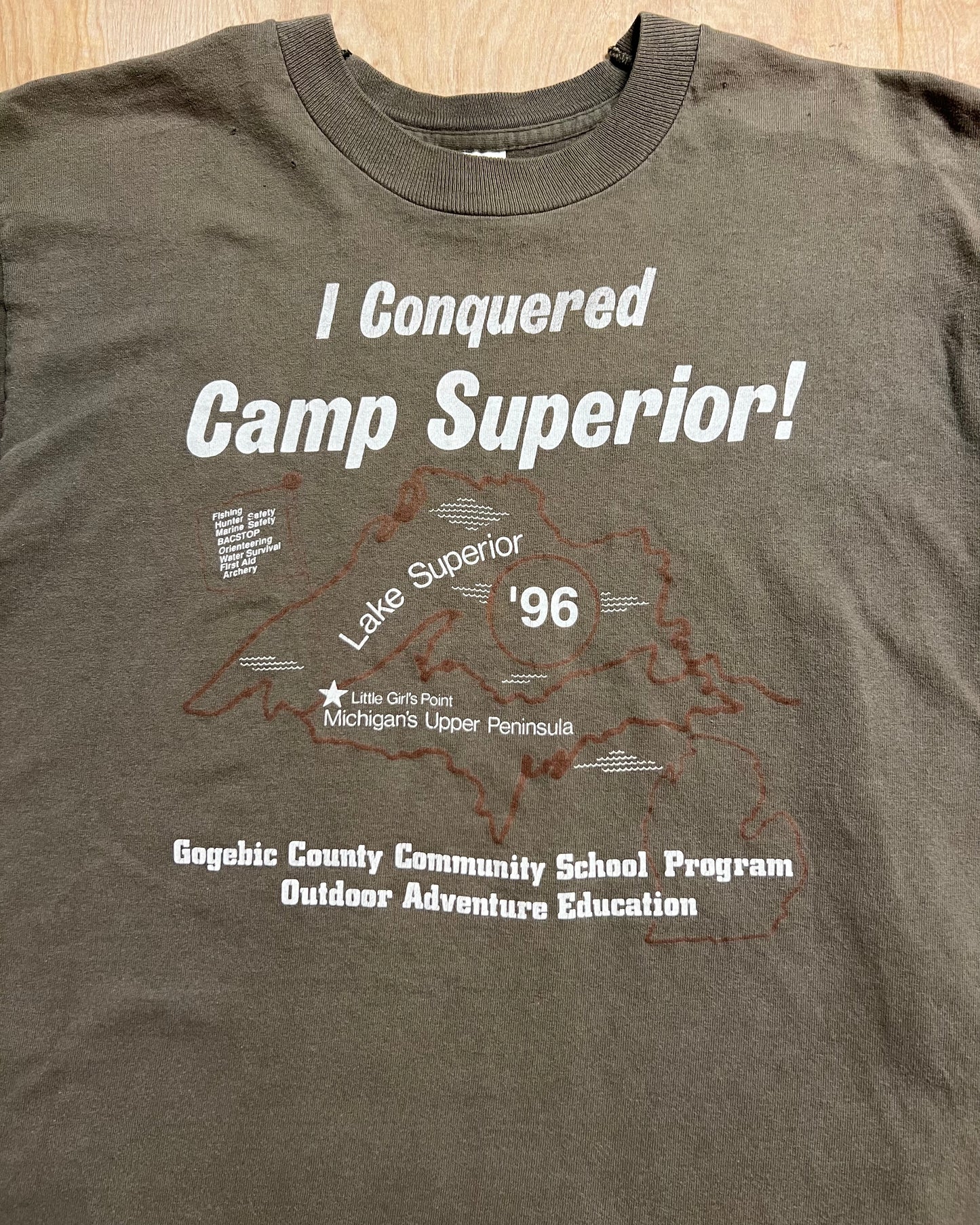 1996 "I Conquered Camp Superior" Fruit of the Loom Single Stitch T-Shirt