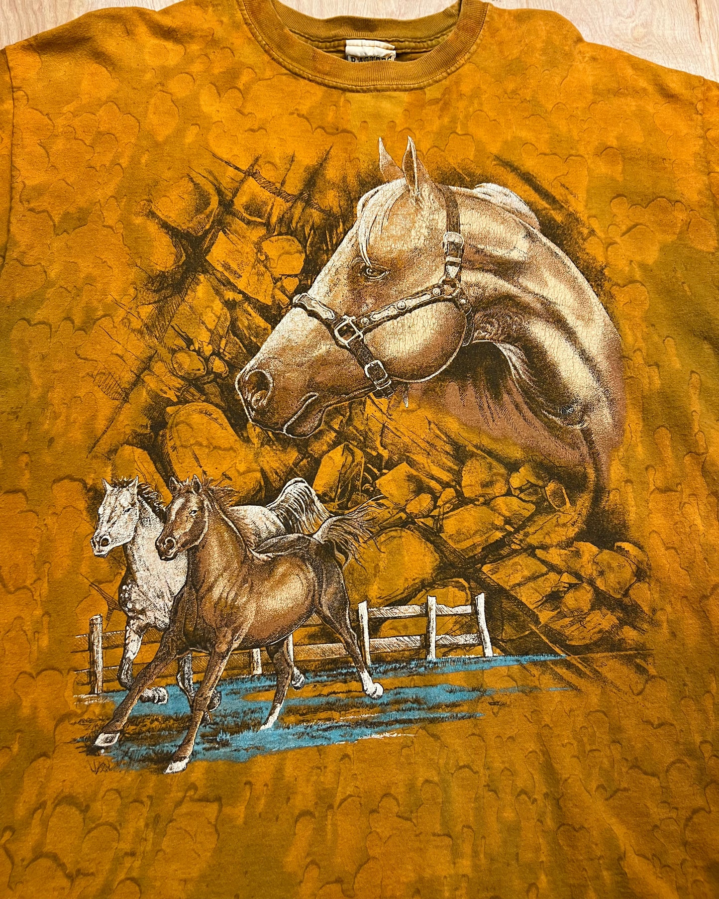 Vintage 1990's Black Hills, South Dakota Tie Dye Horse T-Shirt