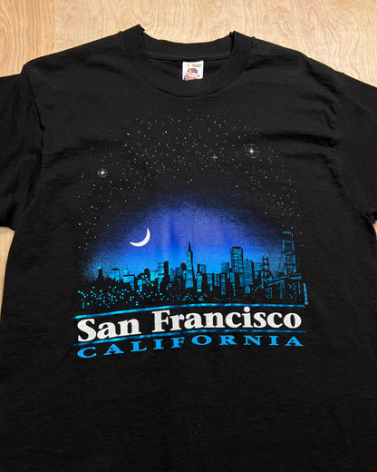 Vintage 1990's Night Skyline San Francisco, California Single Stitch T-Shirt