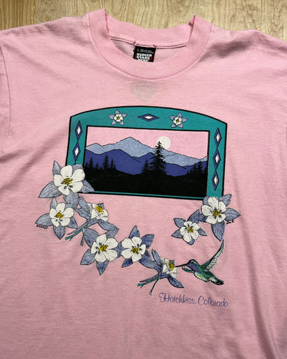 Vintage Early 1990's Mountains x Flowers Hotchkiss Colorado Single Stitch T-Shirt