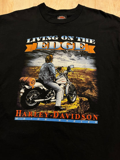 1992 Harley Davidson "Living on the Edge" Eau Claire, Wisconsin Single Stitch T-Shirt