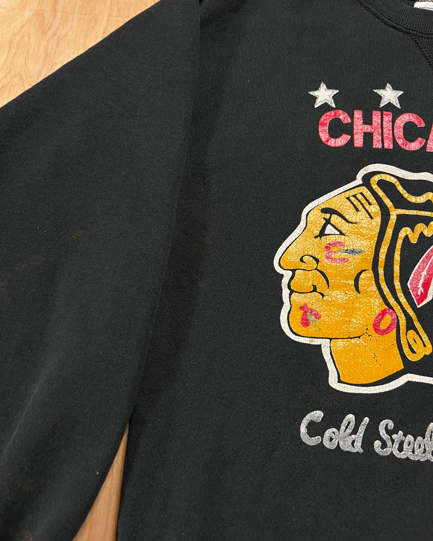 Vintage 1980's Chicago Blackhawks "Steel on Ice" Hanes Classics Crewneck