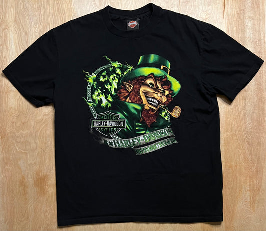 2000's Harley Davidson Flames x Leprechaun Okoboji, Iowa T-Shirt