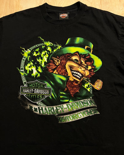 2000's Harley Davidson Flames x Leprechaun Okoboji, Iowa T-Shirt