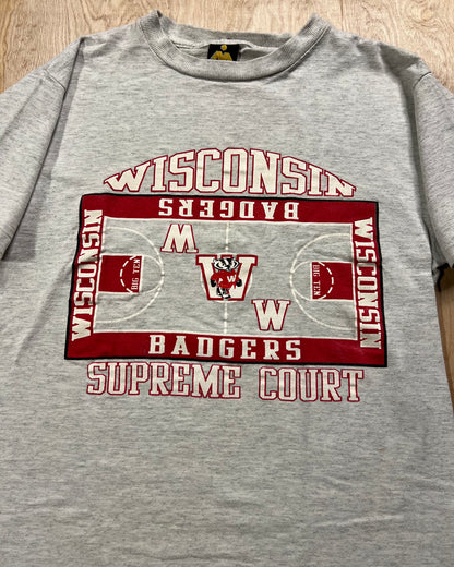 Early 1990's Wisconsin Badgers Supreme Court Basketball Single Stitch T-Shirt