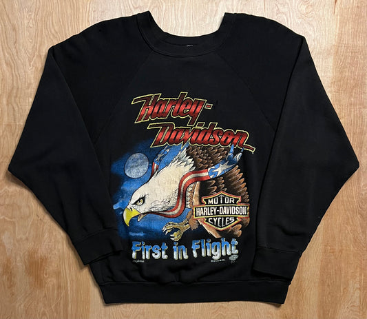 1980's Harley Davidson "First In Flight" Distressed Crewneck