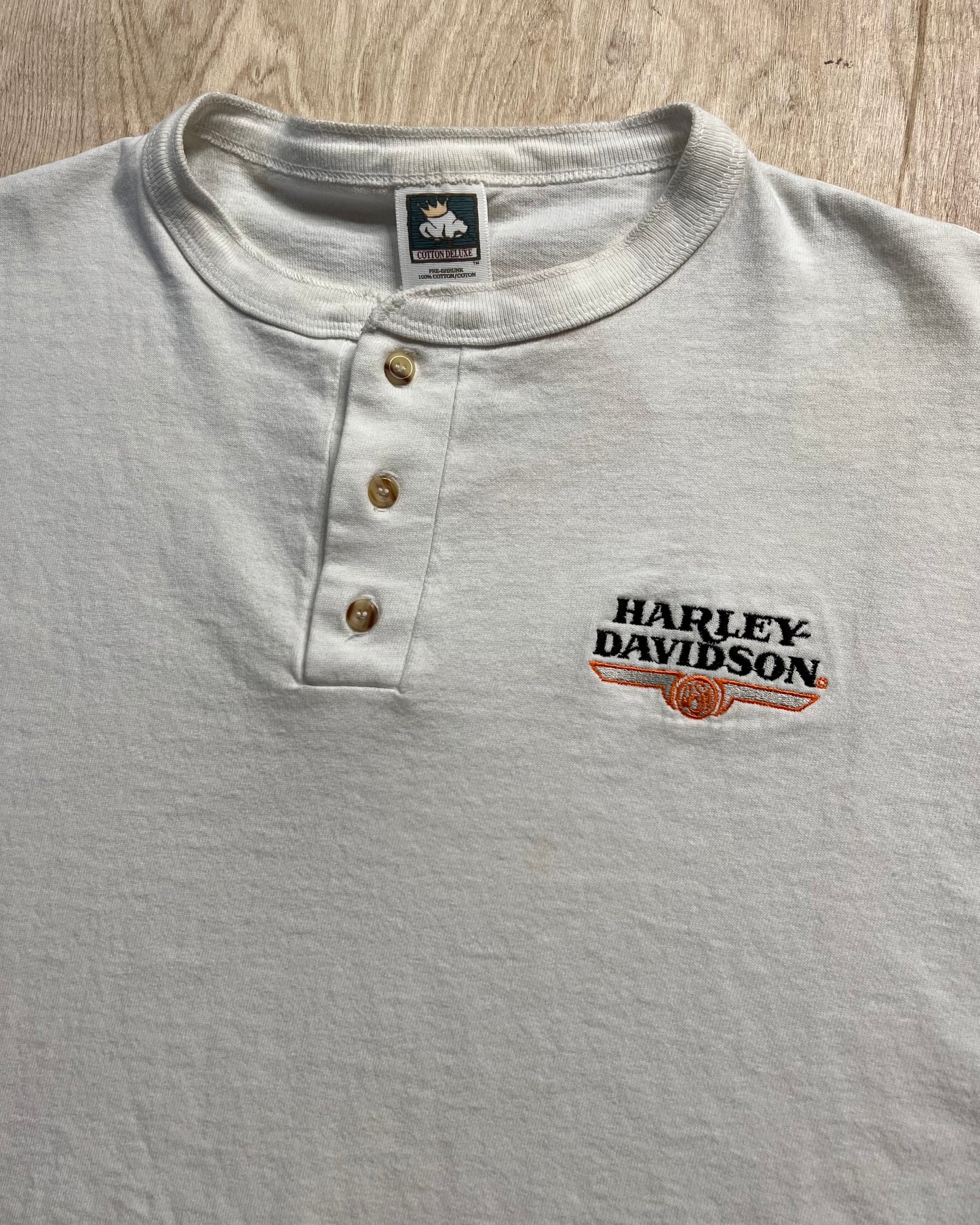 1990's Harley Davidson 3 Button Single Stitch T-Shirt