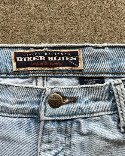 1990's Harley Davidson Faded Biker Blues Denim Jeans