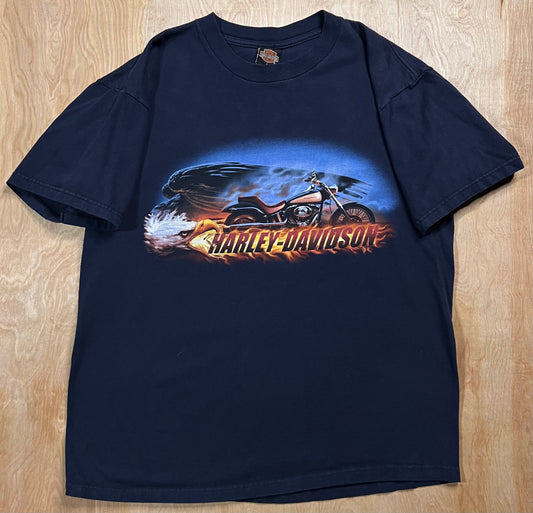 Early 2000's Harley Davidson Eau Claire, WI Flame T-Shirt