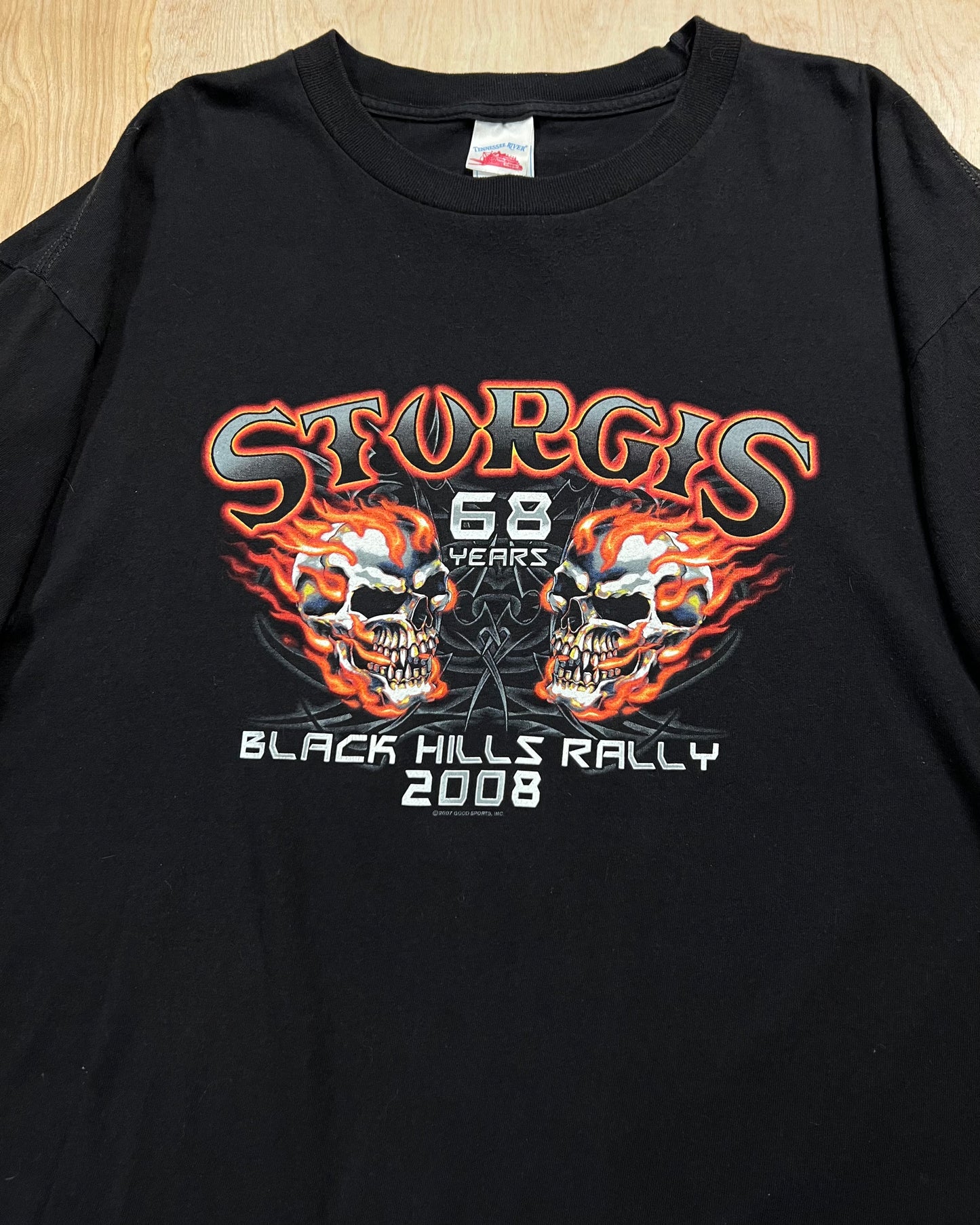 2008 Sturgis Black Hills Rally Flames x Skulls T-Shirt